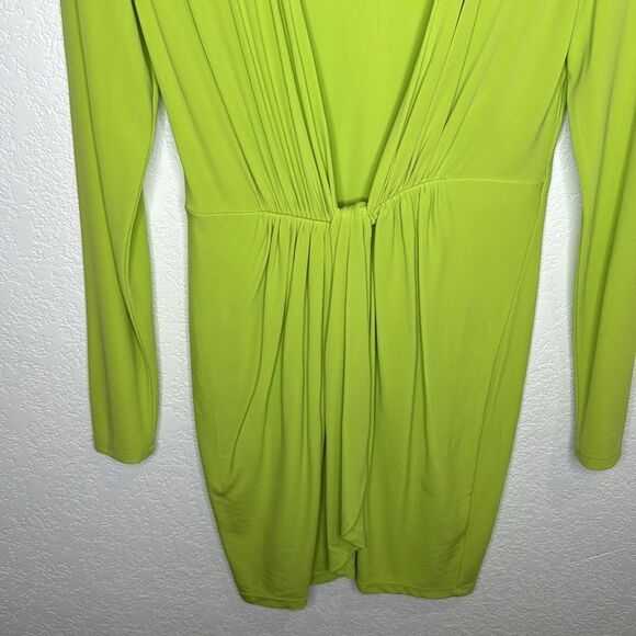 New GAUGE81 Krasnodar Draped Mini Dress Lime Green Medium - Picture 4 of 14